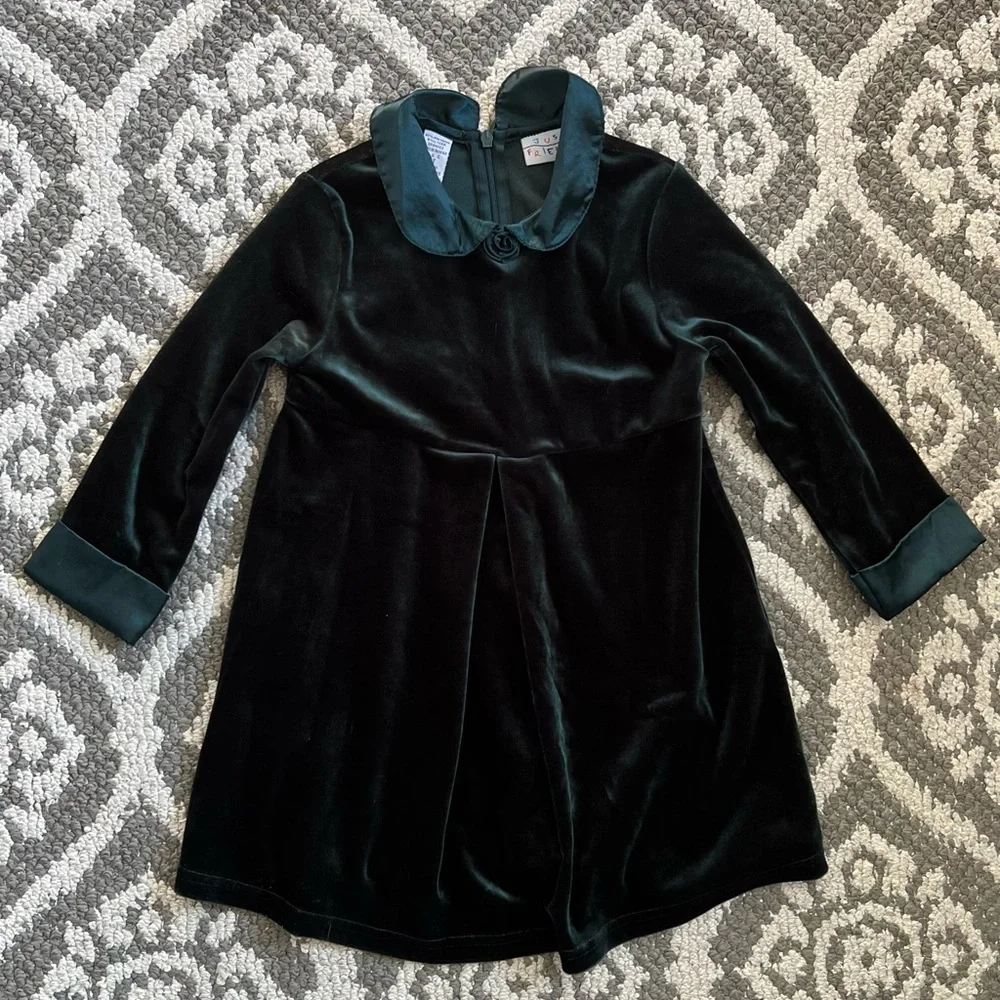 Emerald Velvet Toddler Dress - 3T Dark Green Holidays Christmas Vintage